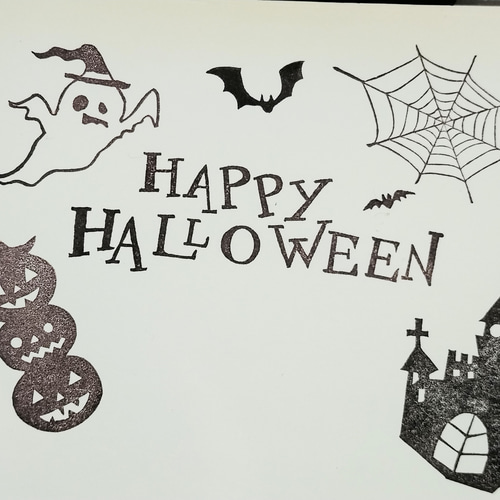 消しゴムはんこ 254 ハロウィン スタンプ かぼちゃ コウモリ クモ