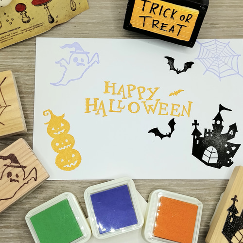 消しゴムはんこ 254 ハロウィン スタンプ かぼちゃ コウモリ クモ