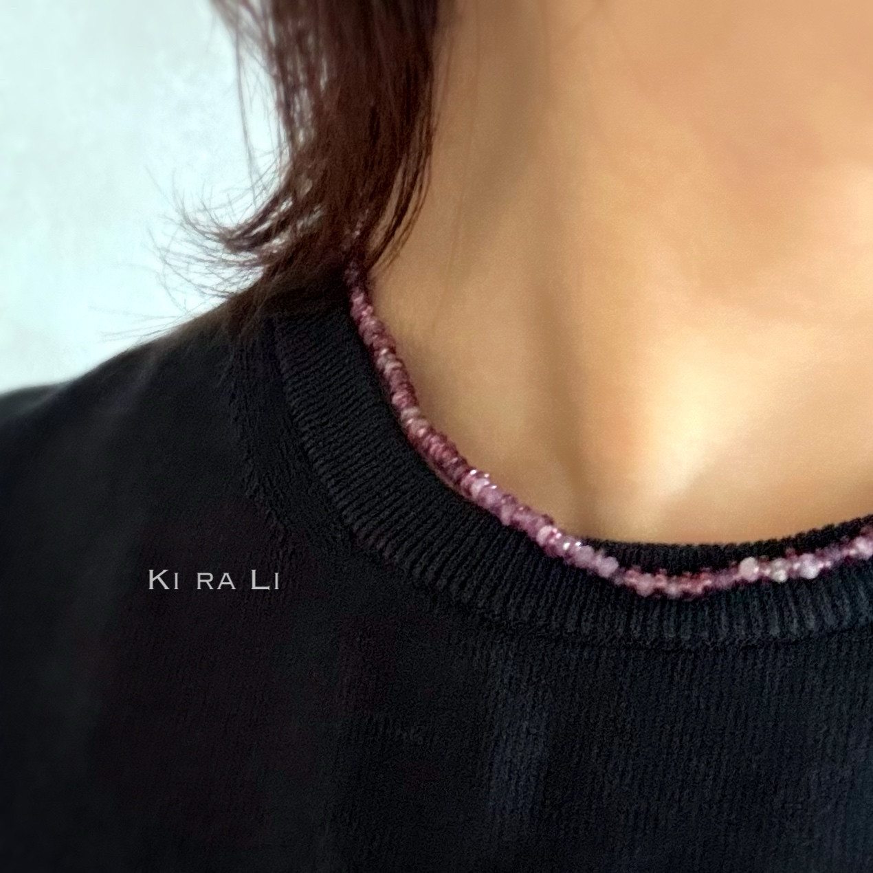 14KGF ガーネットのショートネックレス