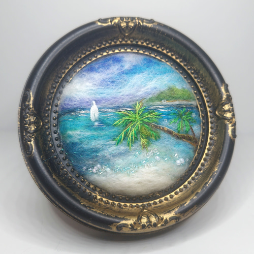 海の風景 羊毛フェルト ブローチ （☆SOLD☆「大自然の風景