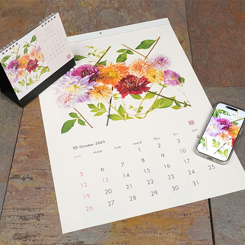 花グラフィックカレンダー2025 卓上 カレンダー Keita Flower Design