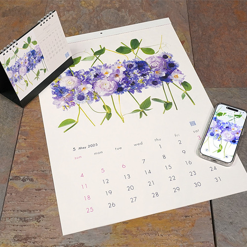 花グラフィックカレンダー2025 卓上 カレンダー Keita Flower Design