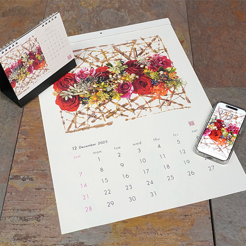 花グラフィックカレンダー2025 卓上 カレンダー Keita Flower Design