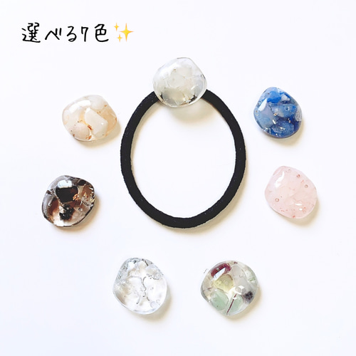 シュシュ ヘアゴム パワーストーン ローズクォーツ×瑪瑙