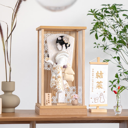 御羽子板飾 本仕立正絹 伝統工芸品 縁起物 オルゴール付き 幹山作 琴