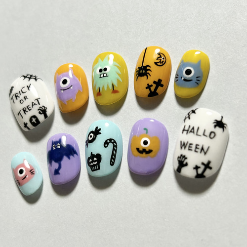 ネイルチップ☆ハロウィン・モンスター ネイルチップ（つけ爪） mugi