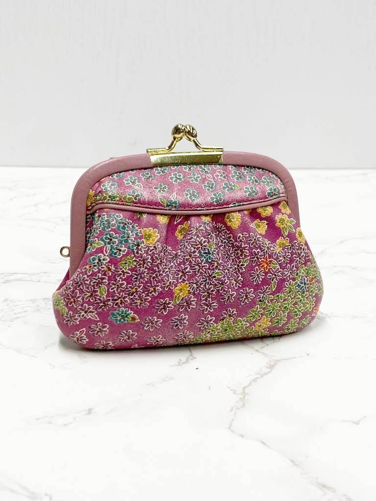 日本製　京友禅染め　親子ガマグチ　牛革　上質　ウォレット　財布