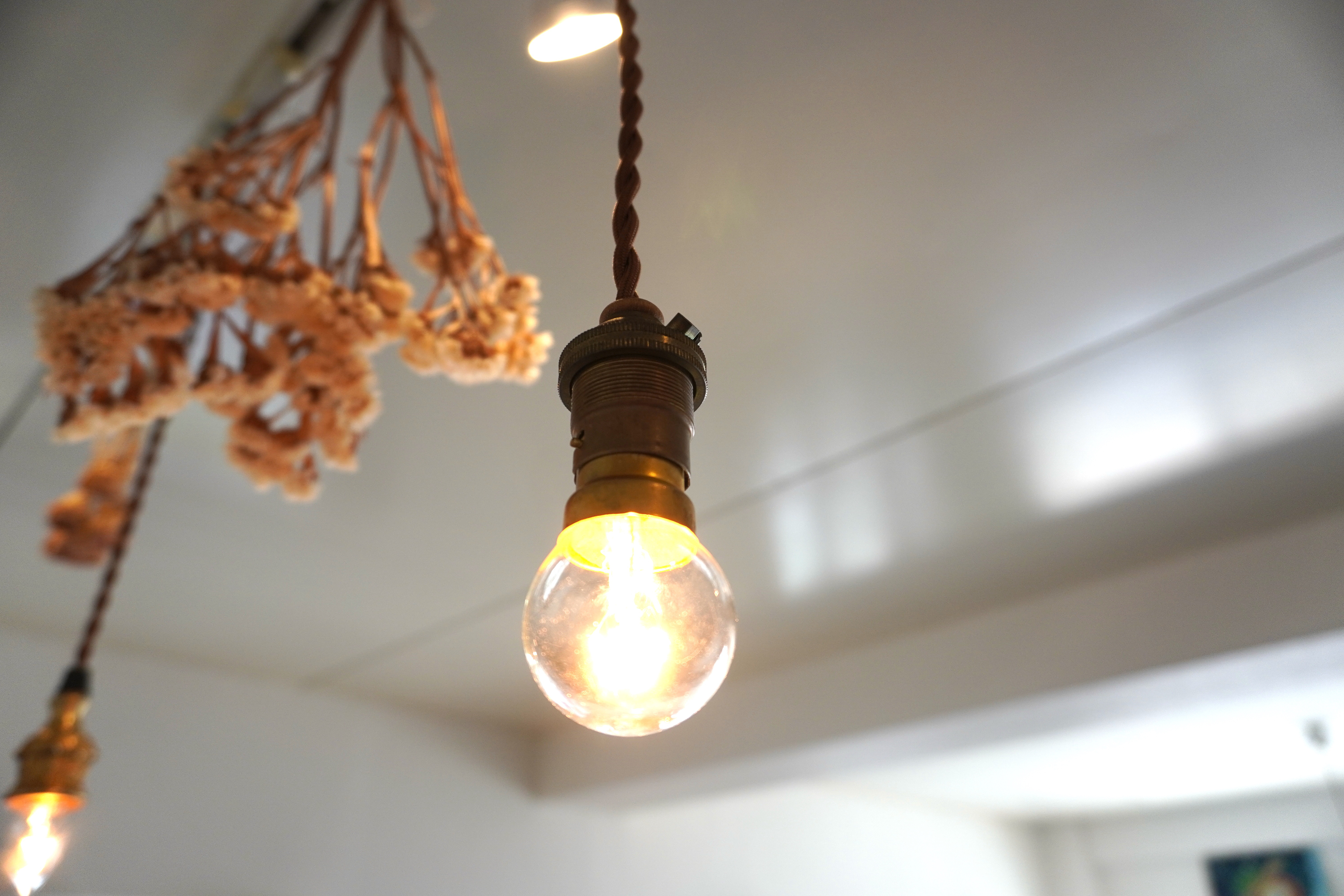 アンティーク ソケットランプ　■真鍮/ペンダント/照明/ライト/木製　B105