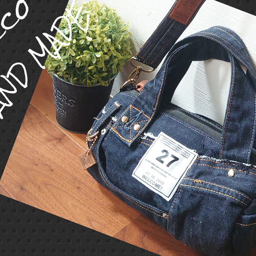 デニムリメイクバック　ブラック蝶デニム 5fcd2dd25d901f7e94759aa67f7c46