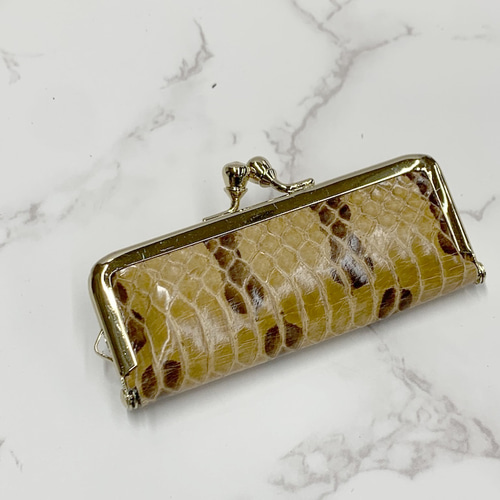 日本製 パイソン 蛇革 上質 ガマグチ 印鑑ケース エキゾチックレザー