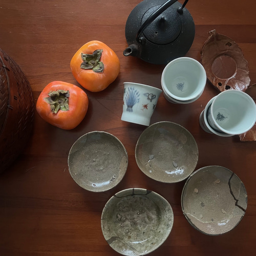 江戸中期】権現谷窯 唐津青手(呼び継ぎ)よびつぎ小皿 小皿 antique art