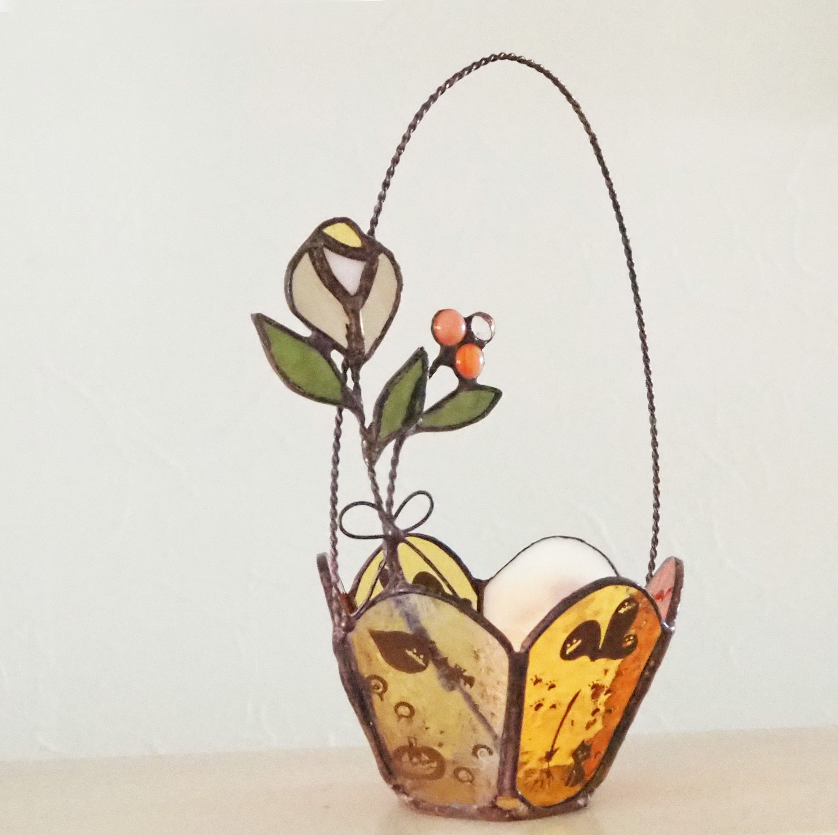 ステンドグラスのハロウインカゴ