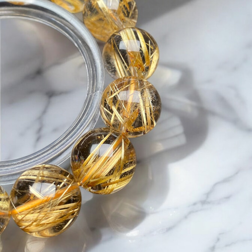 ゴールドタイチンルチルクォーツ[Hrrp]15mm超極品位 ブレスレット 陰陽