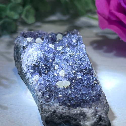 カルサイト共生 ギャラクシー ブラックアメジスト クラスター 原石