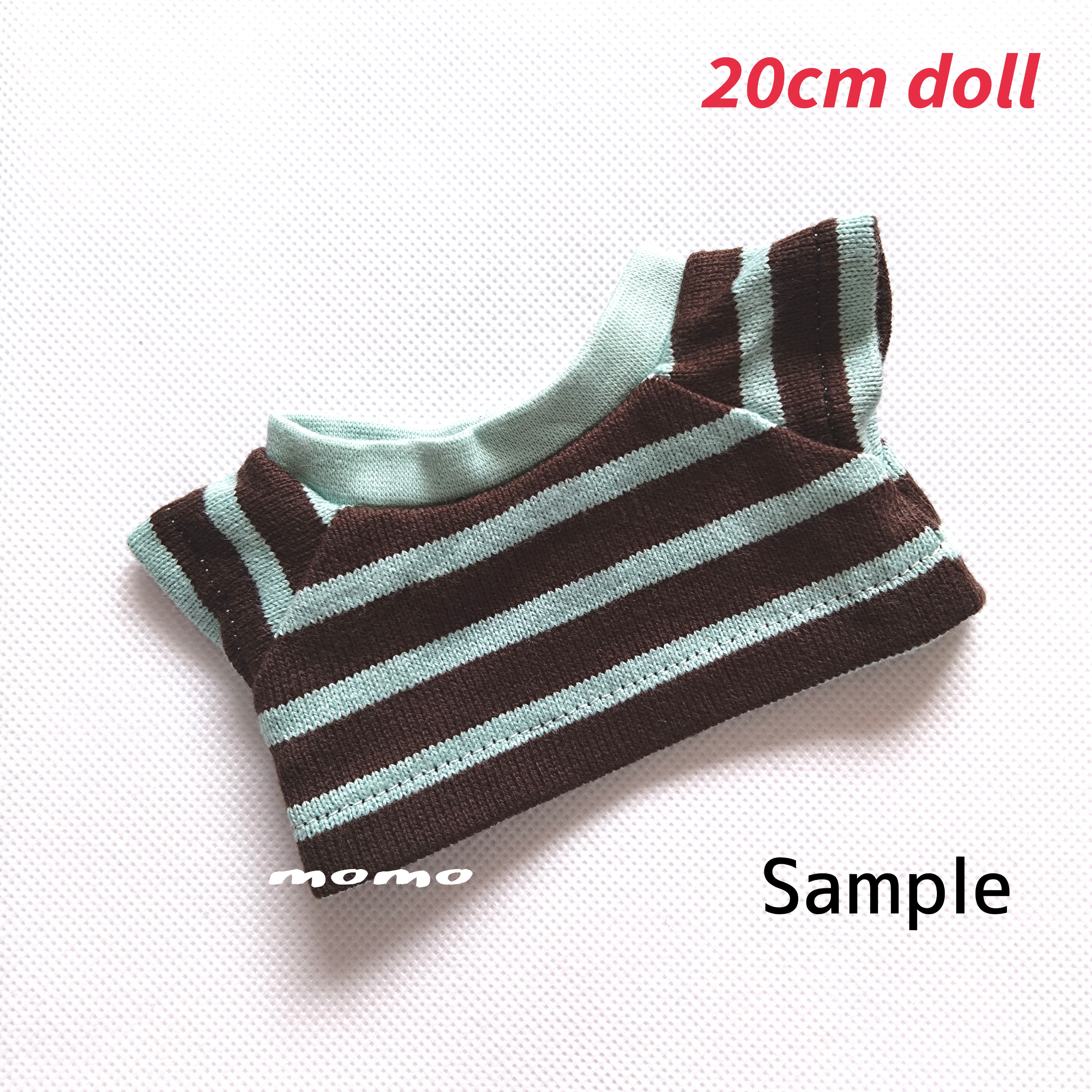 ぬいぐるみ服 着せ替え 20cm チョコミントカラーボーダーTシャツ