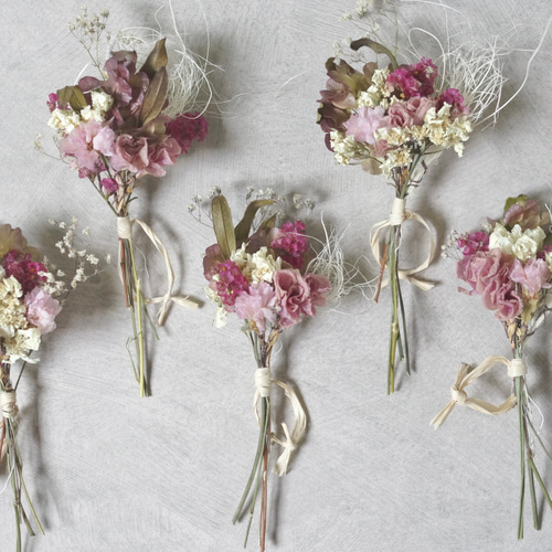 ピンクカラー】ミニドライフラワー 花束 ミニブーケ ピンク スワッグに  