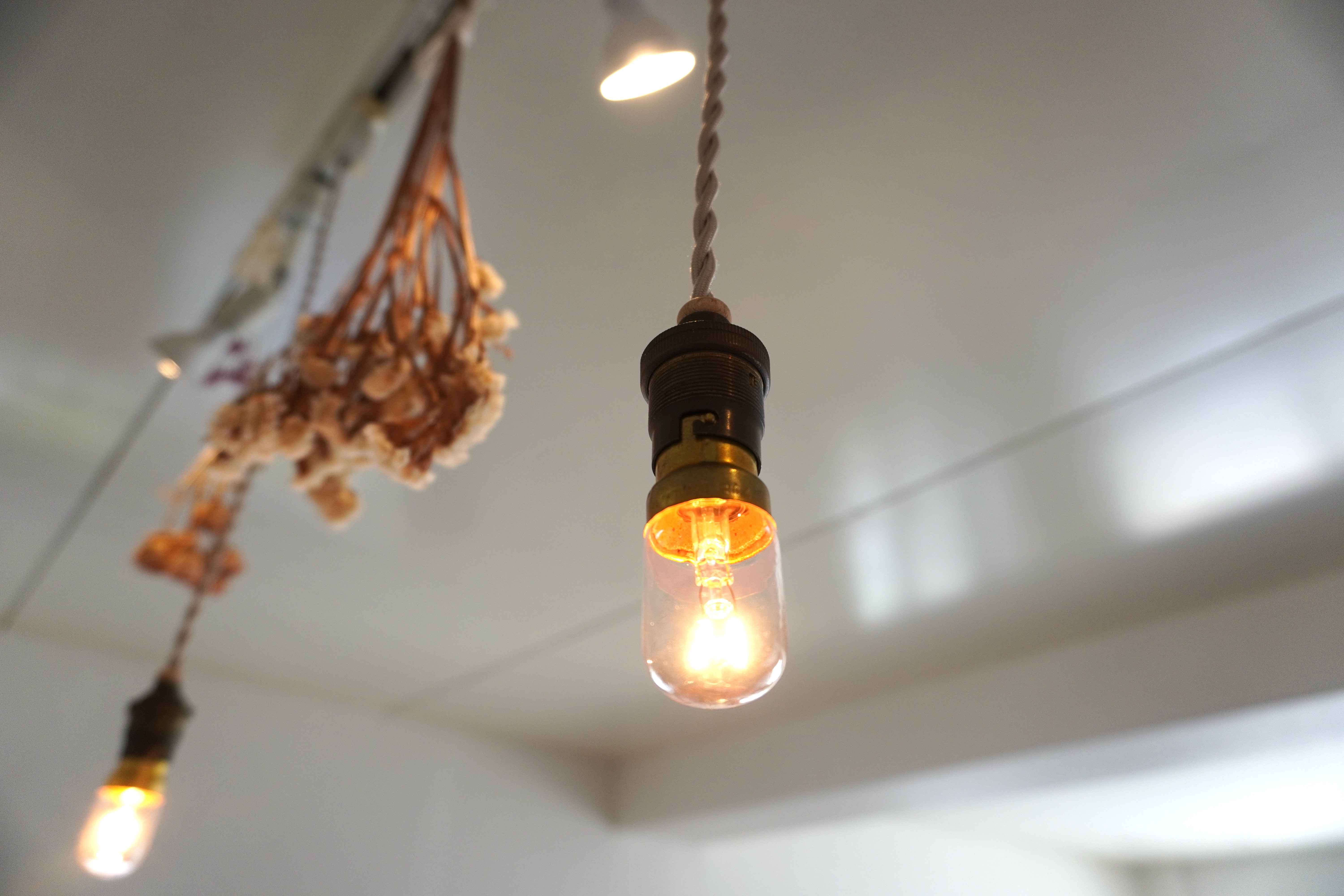 【3点セット】アンティーク ソケットランプ　■真鍮/ペンダント/照明/ライト/木製　B109