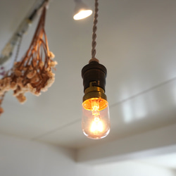 アンティーク ソケットランプ □真鍮/ペンダント/照明/ライト/木製