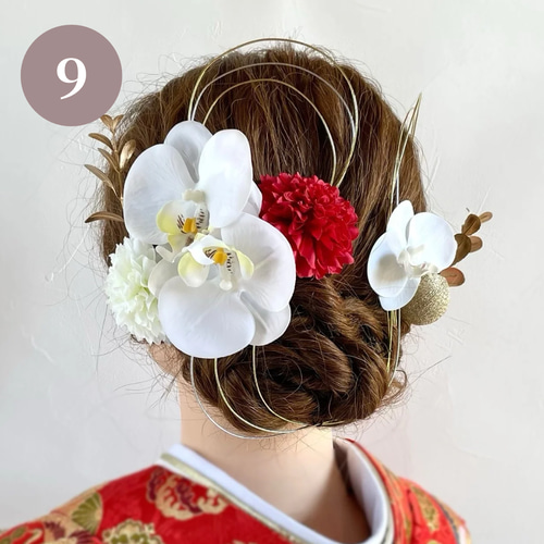 まとめページ】純白胡蝶蘭(8cm)髪飾り ヘッドドレス（アクセサリー