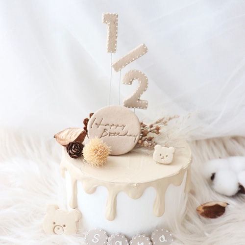 秋のナチュラルカラークレイケーキ☆1歳誕生日 ハーフバースデー 1/2