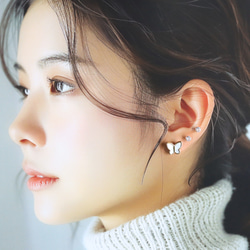 ☆人気☆白蝶貝の蝶々 つけっぱなしOK 錆びないサージカルステンレス【ホワイトシェル 蝶 gold】ピアス 7枚目の画像