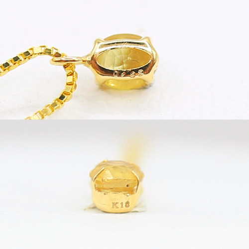 AG-K18-118 天然石 K18 ペンダント イエローサファイア ネックレス