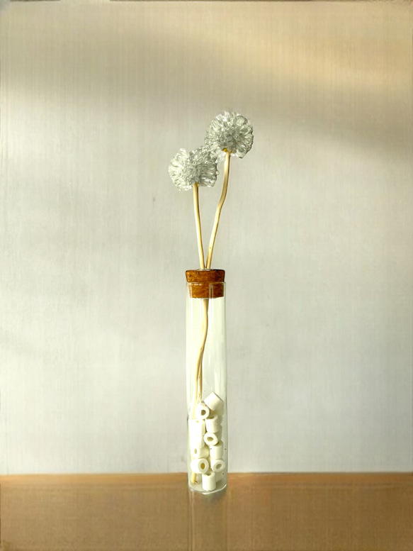 白さざれビーズのボールフラワースティック2本【Maloon No.1-2-白】 6枚目の画像