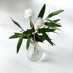 白さざれビーズのボールフラワースティック2本【Maloon No.1-2-白】 4枚目の画像