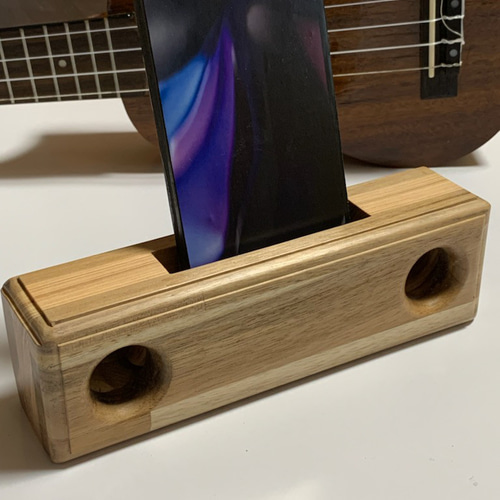 スマホ用ウッドスピーカ－兼スタンド(ｸﾘｱｰ) s-48 スマホスタンド 