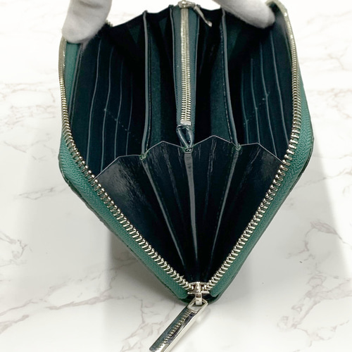 日本製 クロコダイルマット仕上げ グリーン 上質 長財布 ロング