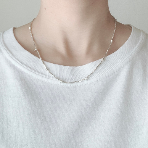 再販］カレンシルバーネックレス ラフロンデルMIX silver950／925 刻印