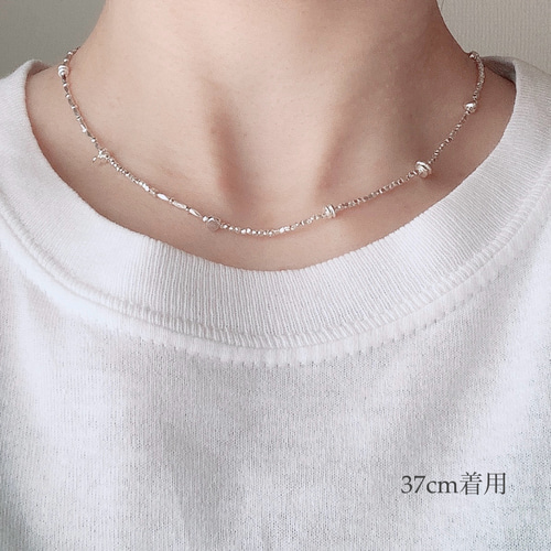 再販］カレンシルバーネックレス ラフロンデルMIX silver950／925 刻印
