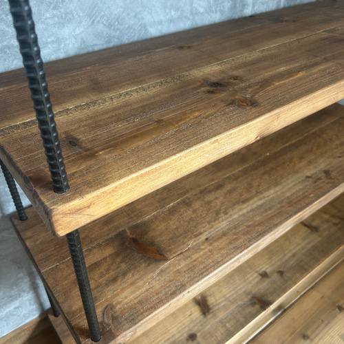 厚みのある無垢材のオープンシェルフ4段❗️/オープンラック/本棚