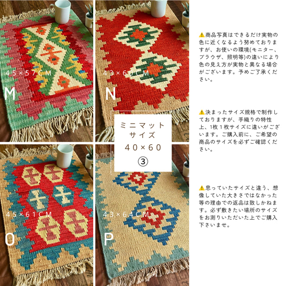 Creema福袋 キリム（2点セット A）数量限定 イラン製 ウール100％ ペルシャ 手織りラグ 6枚目の画像