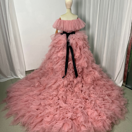 送料無料！カラードレス ピンクソフィア 取り外しオフショルダー