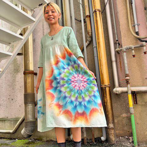 タイダイ染め ロングワンピース Hippies Dye最新作 優しく淡い