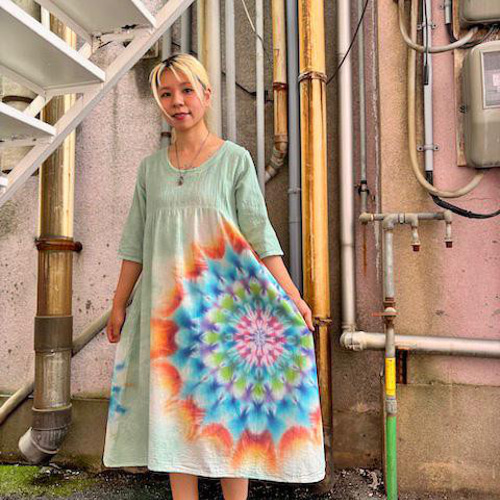タイダイ染め ロングワンピース Hippies Dye最新作 優しく淡い