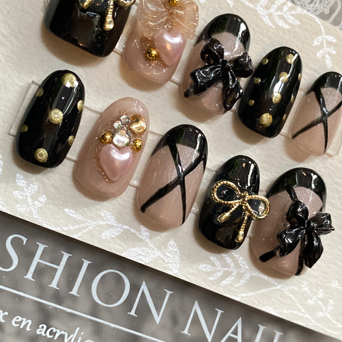 No.16 オーダーサイズネイルチップ フレンチガーリーネイルチップ  