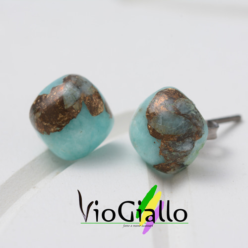 夏色！ラピスラズリとアマゾナイトカルサイトコッパーの14kgf ロング