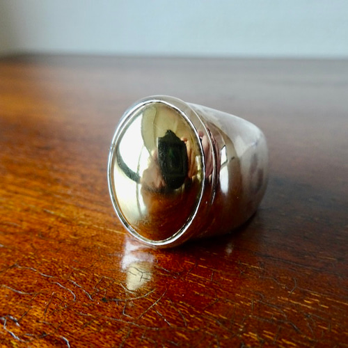 仁尾彫金『真鍮カボションリング』ハンドメイド 指輪・リング 仁尾彫金