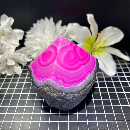 アゲート（瑪瑙）原石 マゼンダピンク 579g 天然石インテリア