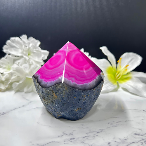アゲート（瑪瑙）原石 マゼンダピンク 579g 天然石インテリア