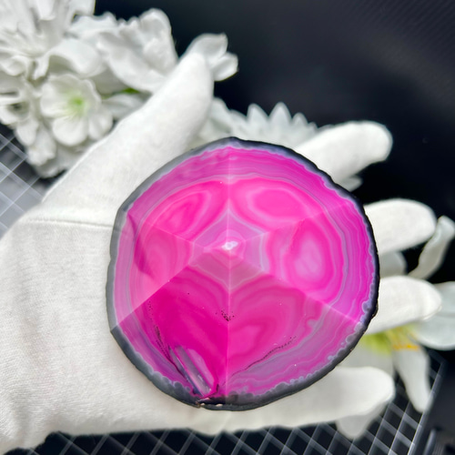 アゲート（瑪瑙）原石 マゼンダピンク 579g 天然石インテリア・天然石