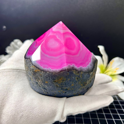 アゲート（瑪瑙）原石 マゼンダピンク 579g 天然石インテリア・天然石