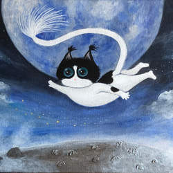 キャンバス　アクリル絵の具　宇宙ねこちゃん Amazon.co.jp: 宇宙服のかわいい動物の猫キャンバスの絵画現代の