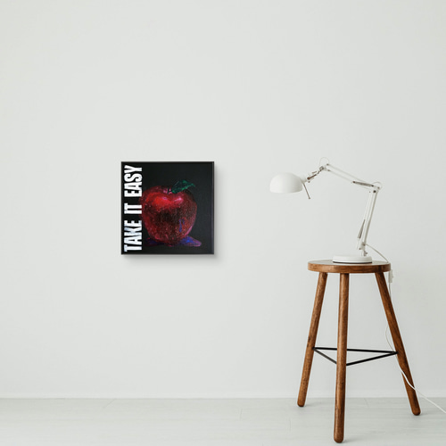 美徳のリンゴ / 抽象画 18×18㎝ テクスチャーアート ギフト おしゃれ