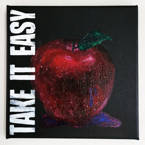 美徳のリンゴ / 抽象画 18×18㎝ 【S0】 テクスチャ ギフト 美徳のリンゴ / 抽象画 18×18㎝ 【S0】 テクスチャ ギフト