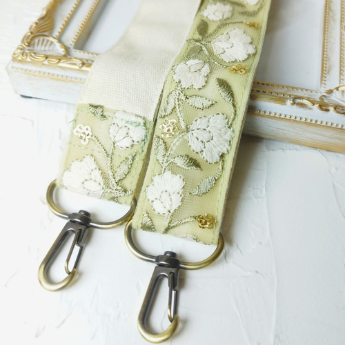 最長140cm】 インド刺繍リボン｜ ショルダーストラップ くすみ