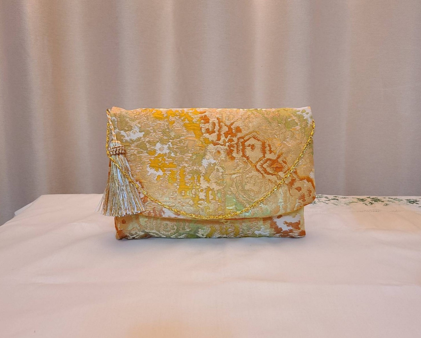 秋模様シルク着物帯の2waysクラッチバッグ