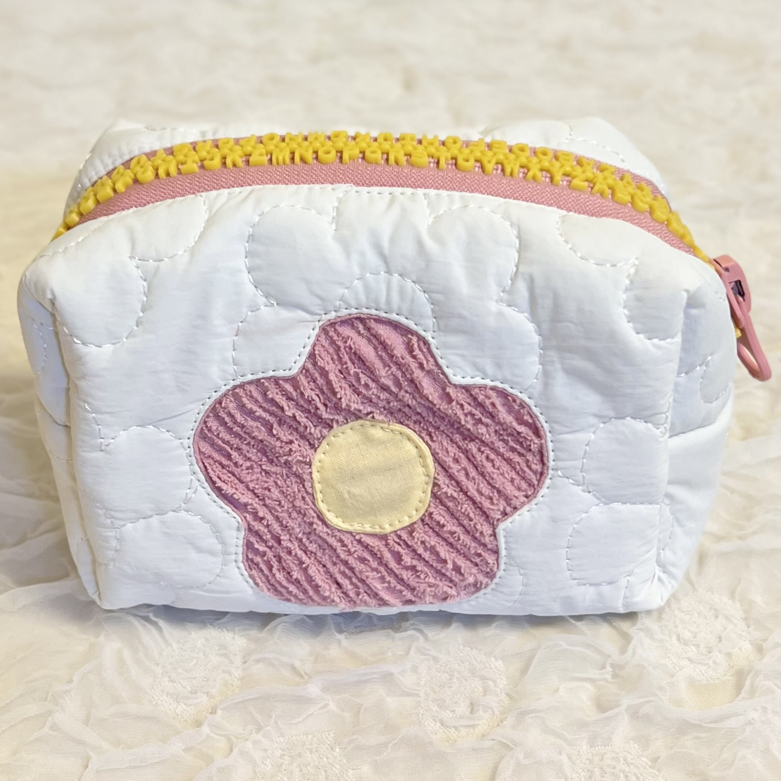 SOLD◇ハンドメイド ポーチ スイートラッシュ 中空 黄色 レトロ 